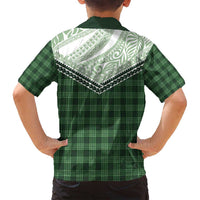 Aloha Hawaii Cowboys Paniolo Family Matching Long Sleeve Bodycon Dress and Hawaiian Shirt Forest Green Palaka - Polynesian Pride