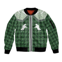 Aloha Hawaii Cowboys Paniolo Sleeve Zip Bomber Jacket Forest Green Palaka - Polynesian Pride