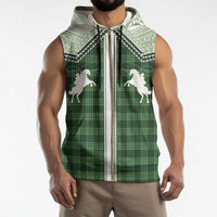 Aloha Hawaii Cowboys Paniolo Sleeveless Zip Hoodie Forest Green Palaka - Polynesian Pride