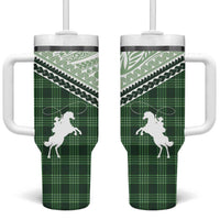 Aloha Hawaii Cowboys Paniolo Tumbler With Handle Forest Green Palaka - Polynesian Pride