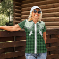 Aloha Hawaii Cowboys Paniolo Women Polo Shirt Forest Green Palaka - Polynesian Pride