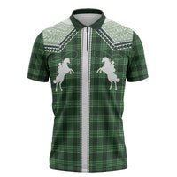 Aloha Hawaii Cowboys Paniolo Zipper Polo Shirt Forest Green Palaka - Polynesian Pride