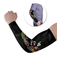 Kia Ora New Zealand Floral Personalized Arm Sleeves Black - Polynesian Pride