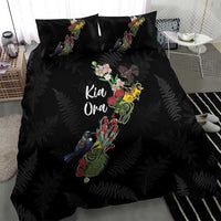 Kia Ora New Zealand Floral Bedding Set Black - Polynesian Pride
