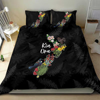 Kia Ora New Zealand Floral Bedding Set Black - Polynesian Pride
