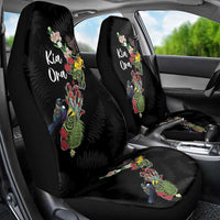 Kia Ora New Zealand Floral Car Seat Cover Black - Polynesian Pride