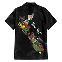 Kia Ora New Zealand Floral Personalized Family Matching Long Sleeve Bodycon Dress and Hawaiian Shirt Black LT7 - Polynesian Pride