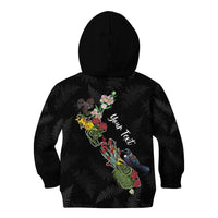 Kia Ora New Zealand Floral Personalized Kid Hoodie Black - Polynesian Pride