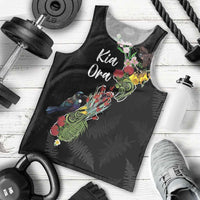 Kia Ora New Zealand Floral Personalized Men Tank Top Black - Polynesian Pride