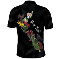 Kia Ora New Zealand Floral Personalized Polo Shirt Black - Polynesian Pride