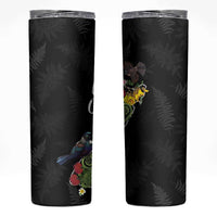 Kia Ora New Zealand Floral Skinny Tumbler Black - Polynesian Pride