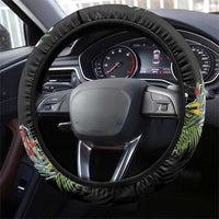 Kia Ora New Zealand Floral Steering Wheel Cover Black - Polynesian Pride