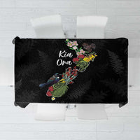 Kia Ora New Zealand Floral Tablecloth Black - Polynesian Pride