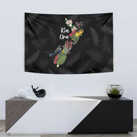 Kia Ora New Zealand Floral Tapestry Black - Polynesian Pride