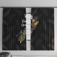Kia Ora New Zealand Floral Window Curtain Black - Polynesian Pride