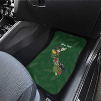 Kia Ora New Zealand Floral Personalized Car Mats Sage Green - Polynesian Pride