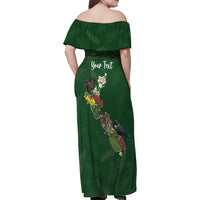 Kia Ora New Zealand Floral Personalized Family Matching Off Shoulder Maxi Dress and Hawaiian Shirt Sage Green LT7 - Polynesian Pride