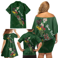 Kia Ora New Zealand Floral Personalized Family Matching Off Shoulder Short Dress and Hawaiian Shirt Sage Green LT7 - Polynesian Pride