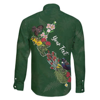 Kia Ora New Zealand Floral Personalized Family Matching Off Shoulder Short Dress and Hawaiian Shirt Sage Green LT7 - Polynesian Pride