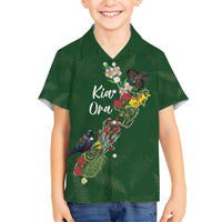 Kia Ora New Zealand Floral Personalized Family Matching Off Shoulder Short Dress and Hawaiian Shirt Sage Green LT7 Son's Shirt Sage Green - Polynesian Pride