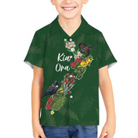 Kia Ora New Zealand Floral Personalized Family Matching Puletasi and Hawaiian Shirt Sage Green LT7 Son's Shirt Sage Green - Polynesian Pride