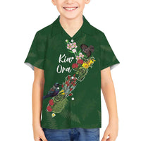 Kia Ora New Zealand Floral Personalized Family Matching Short Sleeve Bodycon Dress and Hawaiian Shirt Sage Green LT7 Son's Shirt Sage Green - Polynesian Pride