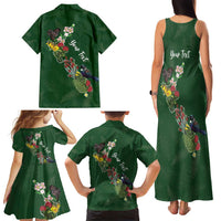 Kia Ora New Zealand Floral Personalized Family Matching Tank Maxi Dress and Hawaiian Shirt Sage Green LT7 - Polynesian Pride