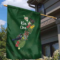 Kia Ora New Zealand Floral Garden Flag Sage Green - Polynesian Pride