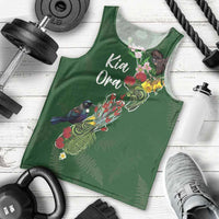 Kia Ora New Zealand Floral Personalized Men Tank Top Sage Green - Polynesian Pride