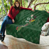 Kia Ora New Zealand Floral Quilt Sage Green - Polynesian Pride