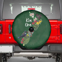Kia Ora New Zealand Floral Spare Tire Cover Sage Green - Polynesian Pride