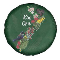 Kia Ora New Zealand Floral Spare Tire Cover Sage Green - Polynesian Pride