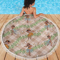 Beige Palaka Hula Girls Seamless Hawaii Aloha Beach Blanket - Polynesian Pride