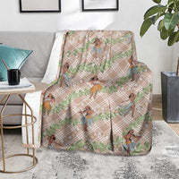 Beige Palaka Hula Girls Seamless Hawaii Aloha Blanket - Polynesian Pride