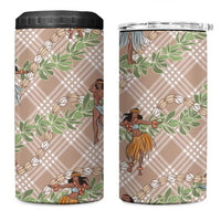 Beige Palaka Hula Girls Seamless Hawaii Aloha 4 in 1 Can Cooler Tumbler - Polynesian Pride