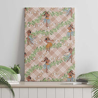Beige Palaka Hula Girls Seamless Hawaii Aloha Canvas Wall Art - Polynesian Pride