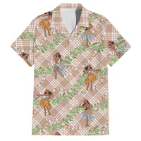 Beige Palaka Hula Girls Seamless Hawaii Aloha Family Matching Mermaid Dress and Hawaiian Shirt LT7 Dad's Shirt - Short Sleeve Beige - Polynesian Pride