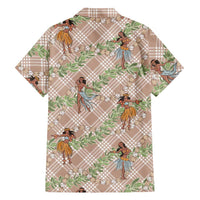 Beige Palaka Hula Girls Seamless Hawaii Aloha Family Matching Tank Maxi Dress and Hawaiian Shirt LT7 - Polynesian Pride