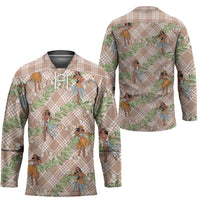 Beige Palaka Hula Girls Seamless Hawaii Aloha Hockey Jersey - Polynesian Pride