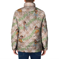 Beige Palaka Hula Girls Seamless Hawaii Aloha Padded Jacket - Polynesian Pride