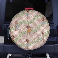 Beige Palaka Hula Girls Seamless Hawaii Aloha Spare Tire Cover - Polynesian Pride
