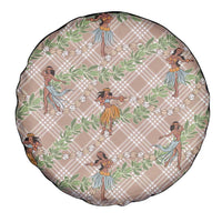 Beige Palaka Hula Girls Seamless Hawaii Aloha Spare Tire Cover - Polynesian Pride
