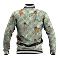 Mint Palaka Hula Girls Seamless Hawaii Aloha Baseball Jacket - Polynesian Pride