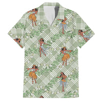 Mint Palaka Hula Girls Seamless Hawaii Aloha Family Matching Off The Shoulder Long Sleeve Dress and Hawaiian Shirt LT7 Dad's Shirt - Short Sleeve Mint - Polynesian Pride
