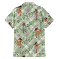 Mint Palaka Hula Girls Seamless Hawaii Aloha Family Matching Off Shoulder Short Dress and Hawaiian Shirt LT7 - Polynesian Pride