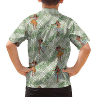 Mint Palaka Hula Girls Seamless Hawaii Aloha Family Matching Short Sleeve Bodycon Dress and Hawaiian Shirt LT7 - Polynesian Pride