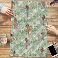 Mint Palaka Hula Girls Seamless Hawaii Aloha Puzzle - Polynesian Pride