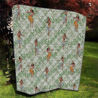 Mint Palaka Hula Girls Seamless Hawaii Aloha Quilt - Polynesian Pride