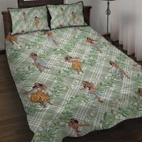 Mint Palaka Hula Girls Seamless Hawaii Aloha Quilt Bed Set - Polynesian Pride