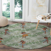 Mint Palaka Hula Girls Seamless Hawaii Aloha Round Carpet - Polynesian Pride